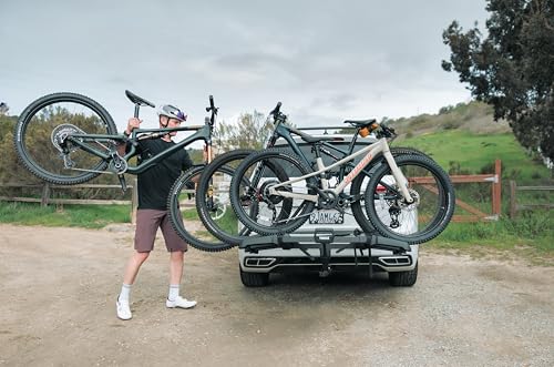Image of Thule Outpace 3 Bike Hitch Rack, 2 inch & 1.25 inch Hitch, 110lb Capacity | OutPace 3-Bike Hitch Rack | Lightweight, Folding, Universal Fit