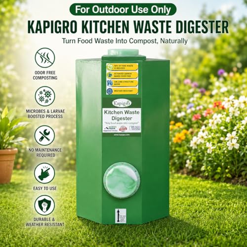 Image of Kitchen Waste Composter Bin 160 litres Outdoor | Large Compost Bin for Home | BSF Technology | Includes Compost Booster | Garden Waste Converter for 3-5 Member Families | Green