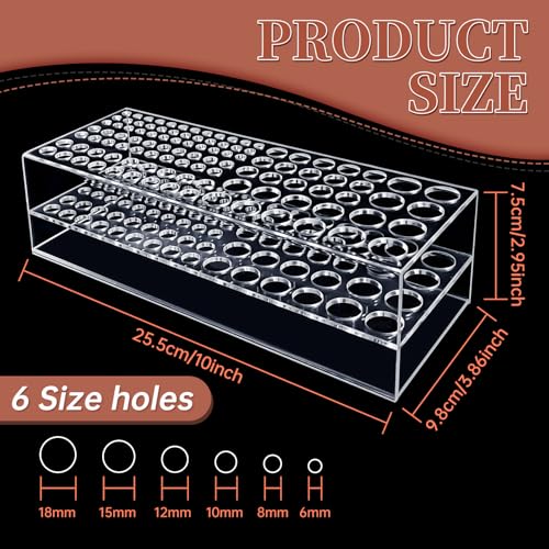 Image of Acrylic Paint Brush Holder 105 Holes Clear Paintbrush Holder Organizer Artist Brush Holder Paint Brush Stand Rack for Pens Pencils Artist