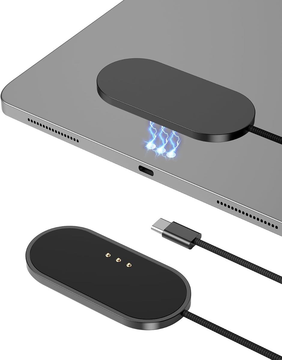 Magnetic Wireless Charger for iPad Pro 11 (1st/2nd/3rd/4th) & iPad Air 11 (M2/M3) & iPad Air 10.9 (4t, 27W Fast Charging Smart Connector Alloy Wireless Charging Pad with USB-C Cord Cable