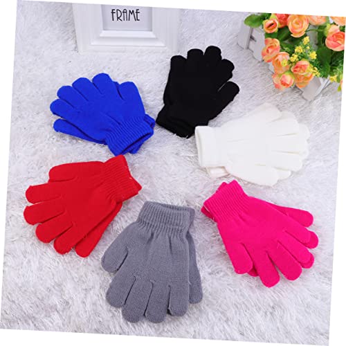 Boy Girl's Warm Knitted Gloves for Autumn and Winter Solid Color Five Fingers Lightweight for Years Old Outdoor Activities Rosy3