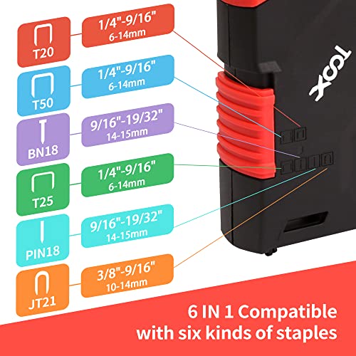 Staple Gun, Xool 6 In 1 Upholstery Staple Gun, Manual Brad Nailer With 5000 Counts Staples For Wood, Wall, Crafts, Furniture, Decoration Diy, Doors And Windows #TOP1