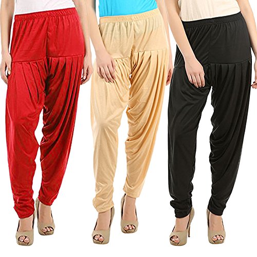 Image of Buy That Trendz Patiyala Pants for Women 3 Combo Patiyala Salwar Harem Viscose Bottoms Pants for Women