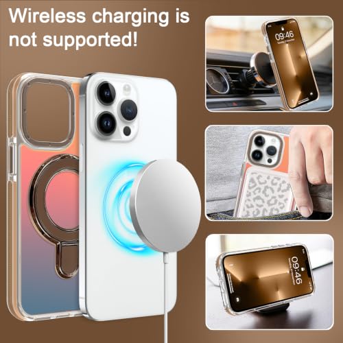 Image of Magnetic for iPhone 13 Pro Max Case with Stand [Compatible with Magsafe] [Fashion Fluorescent Design] [1 Screen Protector] Slim Translucent Matte Case for iPhone 13 Pro Max 6.7 inch 2021, Desert