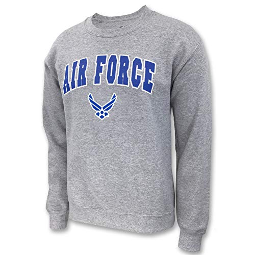 Armed Forces Gear United States Air Force Arched Wings Logo Crewneck Sweatshirt Large (Grey)