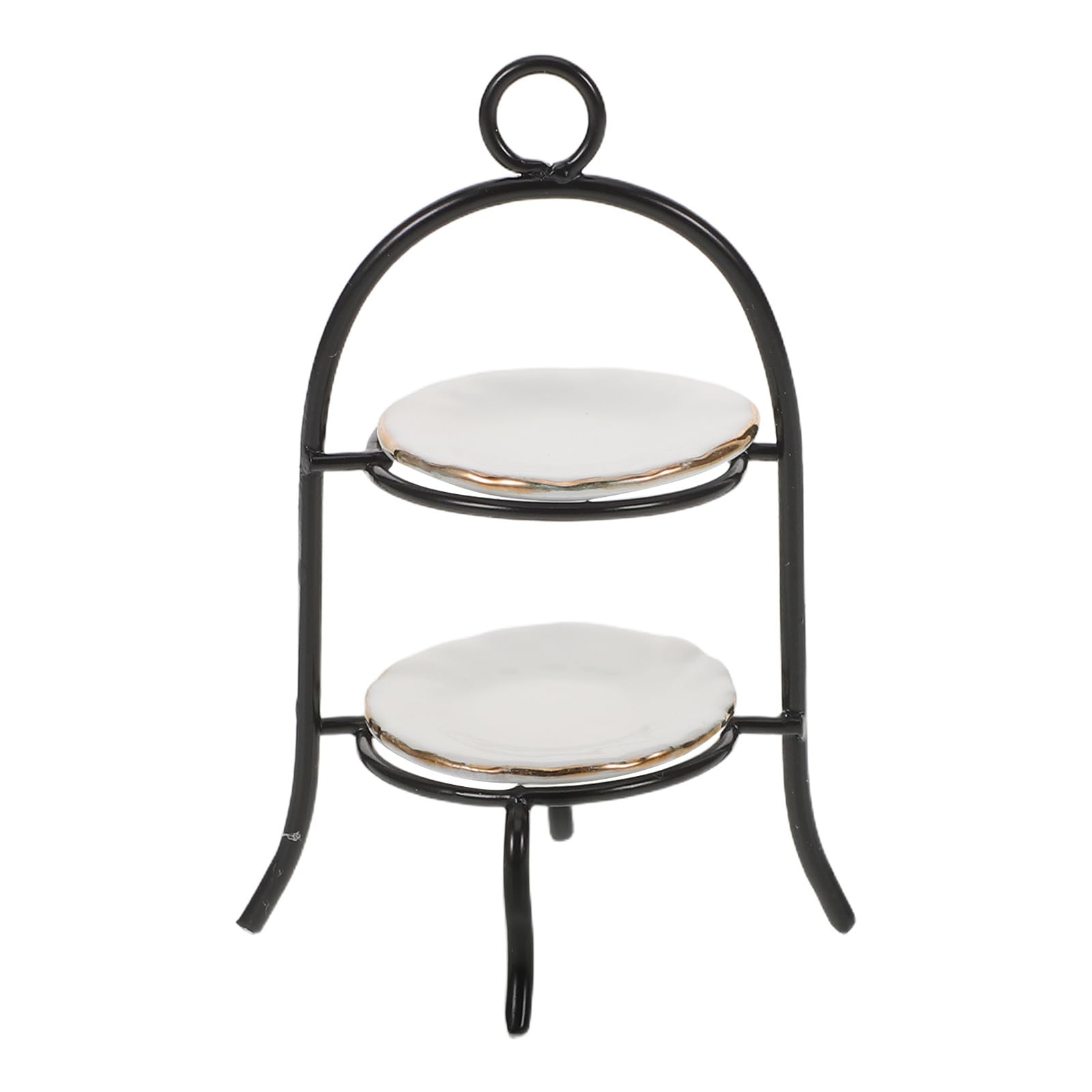 TOYANDONA 1 Set Dollhouse Kitchen Accessories: 1/12 Scale Cupcake Display Tower - Miniature 2-Tier Cake Stand - Dollhouse Food Accessories for Dessert Display