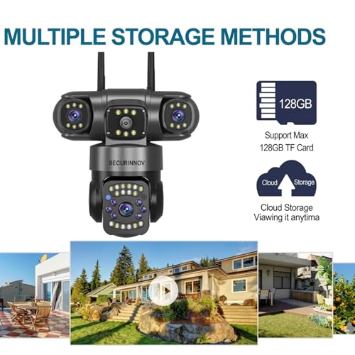 Image of securinnov 6MP Triple Lens PTZ WiFi Outdoor Security Camera with 3-Screen Monitoring | Motion Detection | Color Night Vision | Two-Way Audio Communication | Weatherproof (4K PTZ)