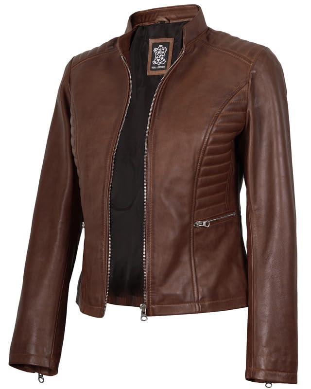 Image of Decrum Leather Jacket for Women - Real Lambskin Casual Leather Jackets Womens
