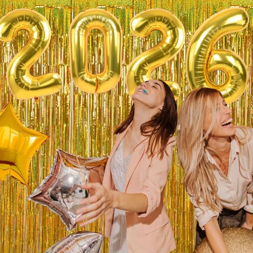Image of TONIFUL 2026 Graduation Balloons 42Inch Gold 2026 Number Balloons Aluminum Foil Mylar Balloons for New Year Eve Graduation Decorations Class of 2026 Christmas Anniversary 2026 Grad Party Supplies