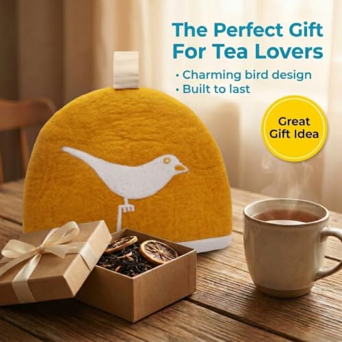 Image of Glaciart One Wool Teapot Cozy Kettle Cover | Dome Shaped Large Tea Cosy, Kettle or French Press | Handmade & Needle Felted from Natural Wool | Warms Up to 2 Hours | Great as Gift