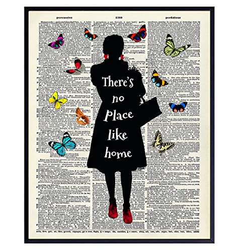 Wizard of Oz Quote, Dictionary Art, Theres No Place Like Home - Upcycled 8x10 Poster print for Girl, Kids Room, Bedroom, Nursery - Unique Gift for Dorothy, Fans - Unframed Photo Print