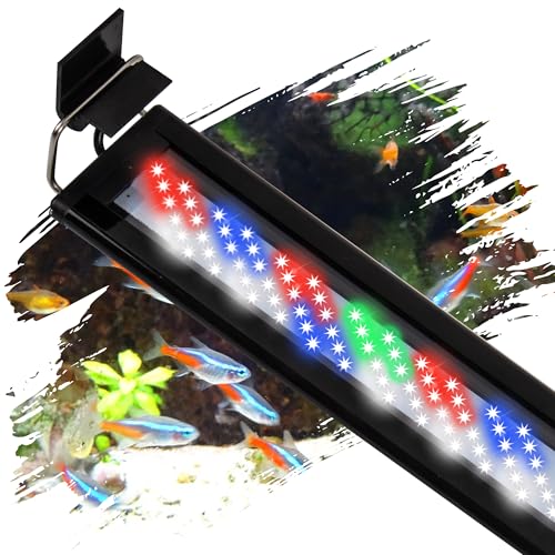 Image of Led Aquarium Light, Full Spectrum Fish Tank Lights, 10 /20 Gallon Freshwater Fishtank Hood Lighting for Grow Fish, Plants, Adjustable from 19 to 24 Inch
