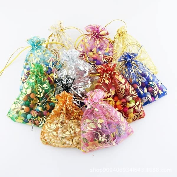 Image of beingelegant Metal - Pack Of 50 * Gift Packing Material I Packing Shininy Pouch Prabhavna Pouch I Lahni Transprant Potli Bag Small Size For Gift Dry Fruit Pouch (Multicolour; 10 X 14 Cm)