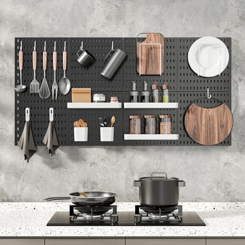 Pegboard Combination Kit, 25.2" x 25.2" Wall Mounted Storage Set with 4 Pegboards & 20 Accessories Hanging, Peg Boards Organizer - Image 4
