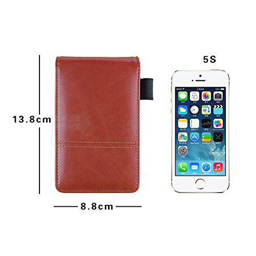 PU Leather A7 Business Notepads with Calculator, Small Pocket Jotter Memo Steno Notebook,Wide Lined 30 Pages Notes and Lists,Travel Notepads with Retractable Rollerball Point Pen,Black Ink