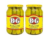 B&G Kosher Spear Dill Pickles with Whole Spices (2 Pack, Total of 32fl.oz)