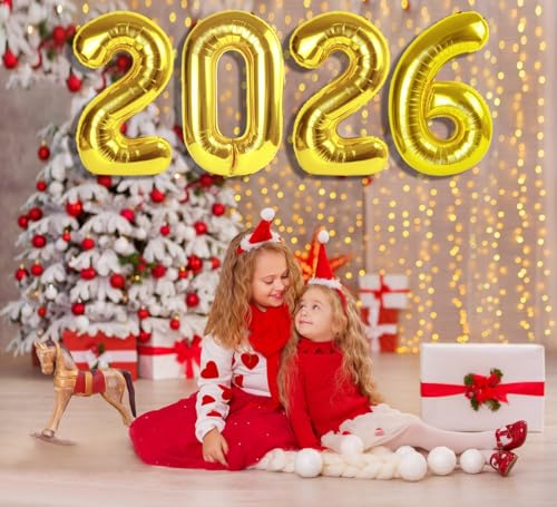 Image of 2026 Balloon 40 inch Gold Number Balloons for 2026 Party Decorations | Saturated Color, Large 40 in, With Straw & Hanging Hole, For Graduation Season, Thanksgiving, Anniversary, Christmas