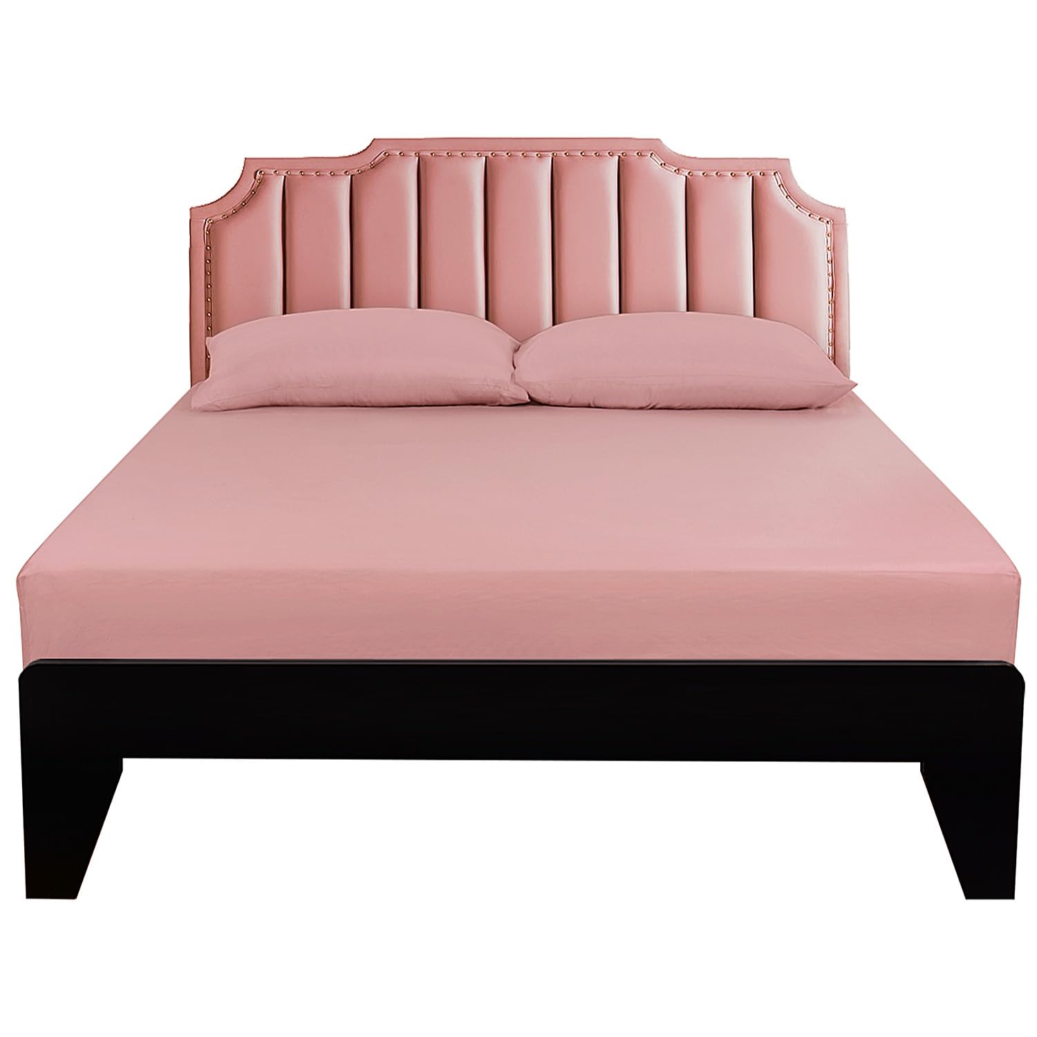 Lirex King Cotton Fitted Sheet,100% Cotton 300 Thread Count Soft Breathable Deep Pocket up to 12" / 30cm, Rose Pink — image 1