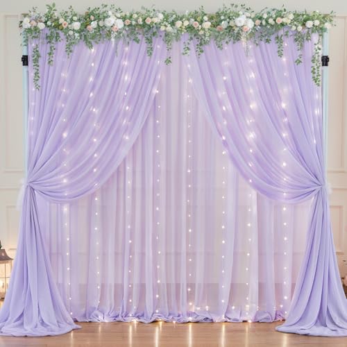 Cortina de Fondo Lavanda de 5'x7' con Luces para Eventos miniatura 2