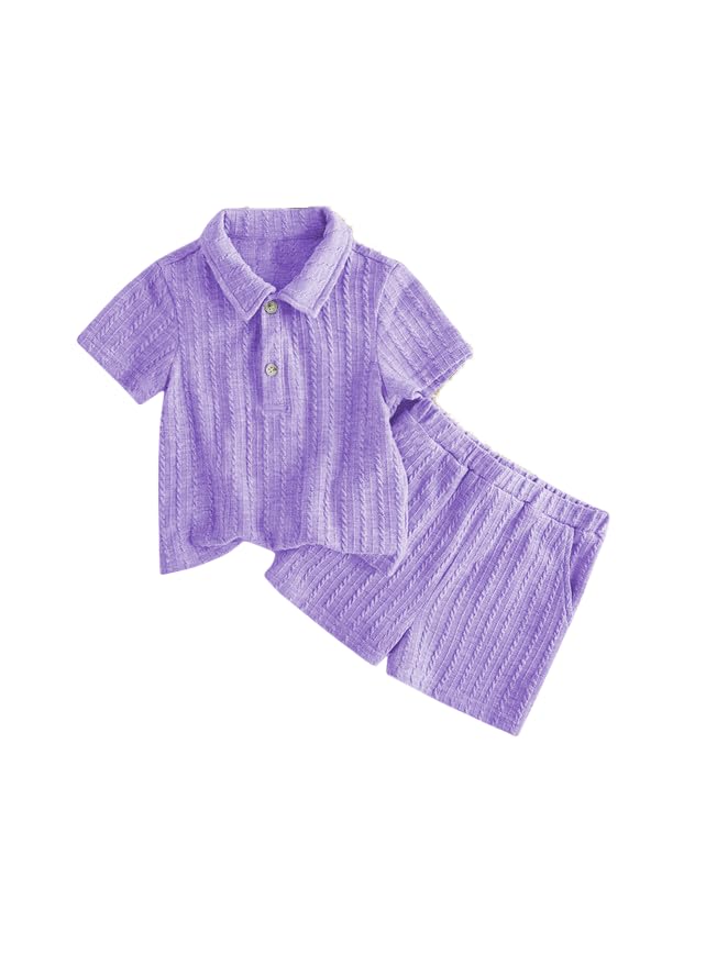 KYRENA Baby Boys&Girls Cotton Blend Regular Fit Frill Clothing Set | Stylish & Comfortable Shirt with Shorts Clothing Set for Daily Use, Casual Outings, Parties & Gift(Lavender)