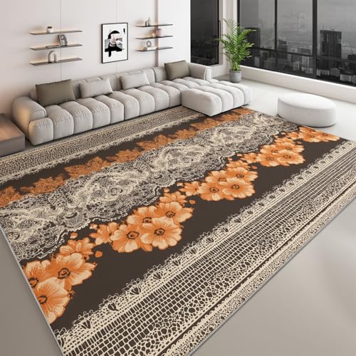 Tapis de salon antidérapant et moelleux à motif traditionnel
