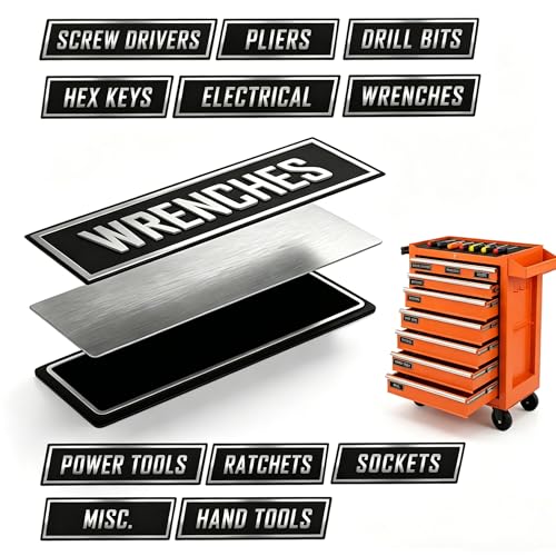 Metal Magnetic Tool Box Labels 11-Pack Reusable Heavy Duty Toolbox Labels