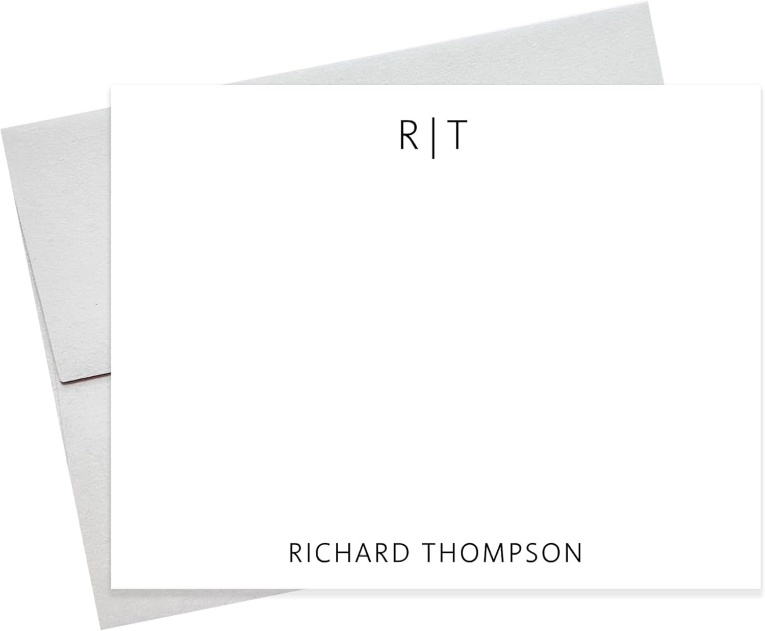 Personalized Flat Note Card and Envelope Set for Men, Monogram Stationery With Envelopes