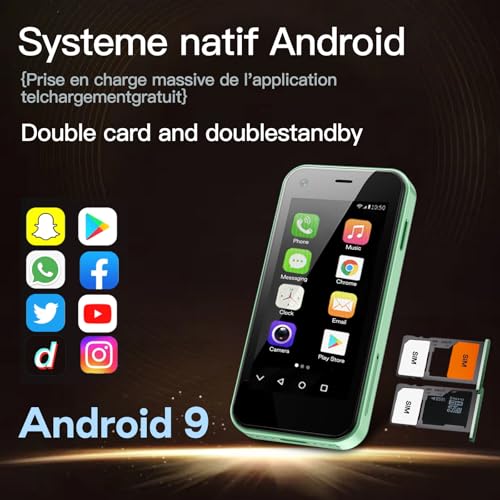 Mini-téléphone 3G Android 9.0 Noir compact avec 2Go RAM et 16Go ROM - 4