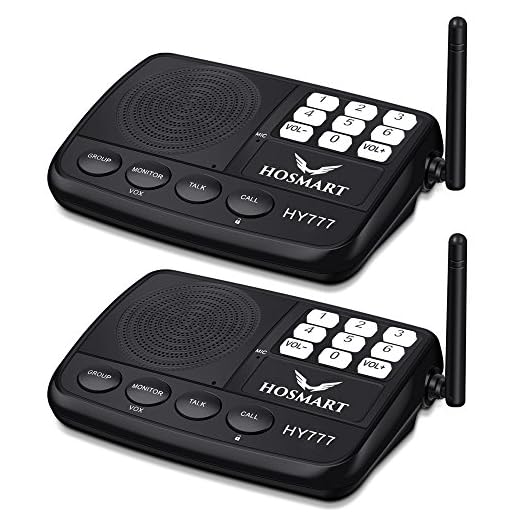 Wireless Intercom System Hosmart 1/2 Mile Long Range 7-Channel Security Wireless Intercom System for Home or Office (New Version)[2 Stations Black]