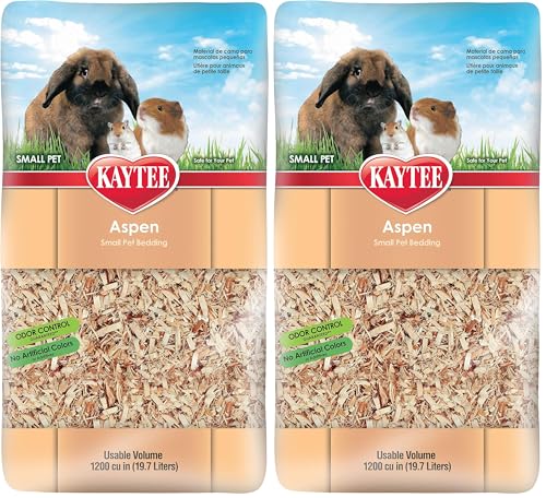 Image of Kaytee Aspen Small Animal Pet Bedding for Pet Guinea Pigs, Rabbits, Hamsters, Gerbils, and Chinchillas, 19.7 Liters (Pack of 2)