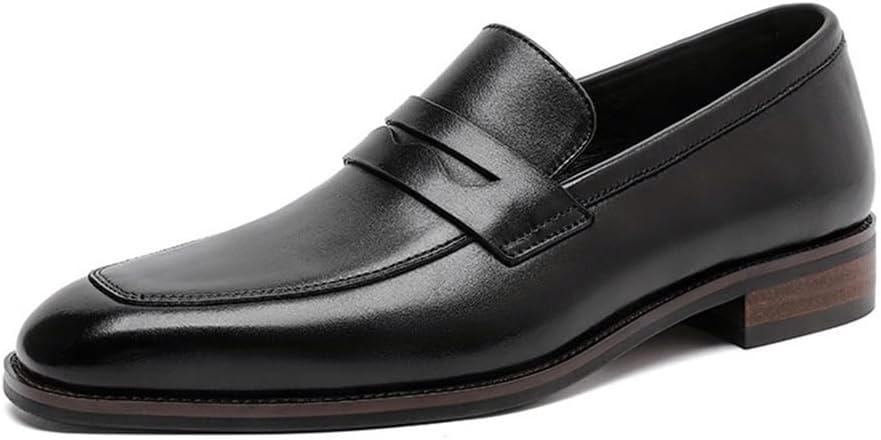 YCHDZK(小さな店) メンズレザーシューズビジネストップレイヤー牛革レイジーシューズカジュアルレザーシューズ(Black,38)