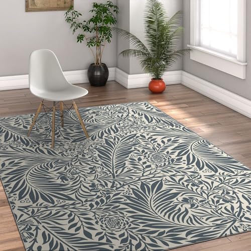 Tapis d'entrée antidérapant et lavable aux motifs de fleurs