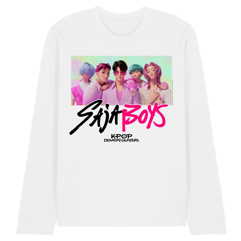 K-Pop Demon Hunters - Saja Boys Photo Frame Unisex Long Sleeve T Shirt, White, Small