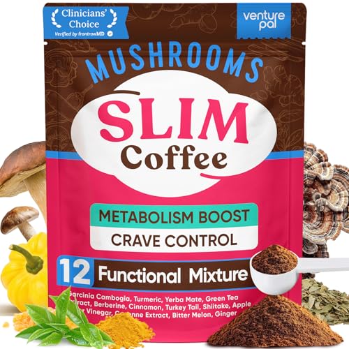 Venture Pal Slim Mushroom Coffee, Instant Coffee with Berberine, Cinnamon, Yerba Mate & Turmeric,...