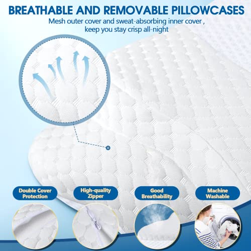 Memory Foam Pillows, Cervical Pillow for Neck and Shoulder Pain Relief, Ergonomic Contour Bed Pillow, Soft for Side Sleep Stomach Sleeping and Back Sleeper