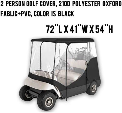 PRO Cover 2308BK 2 Person Driving Golf Cart Cover, Fit Yamaha, Ez Go, Club Cart, Black