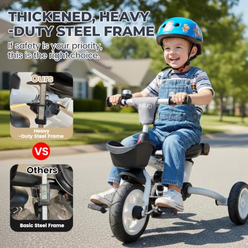 Image of JMMD 8-in-1 Foldable Toddler Tricycle for Ages 1-5, Portable Trike Stroller