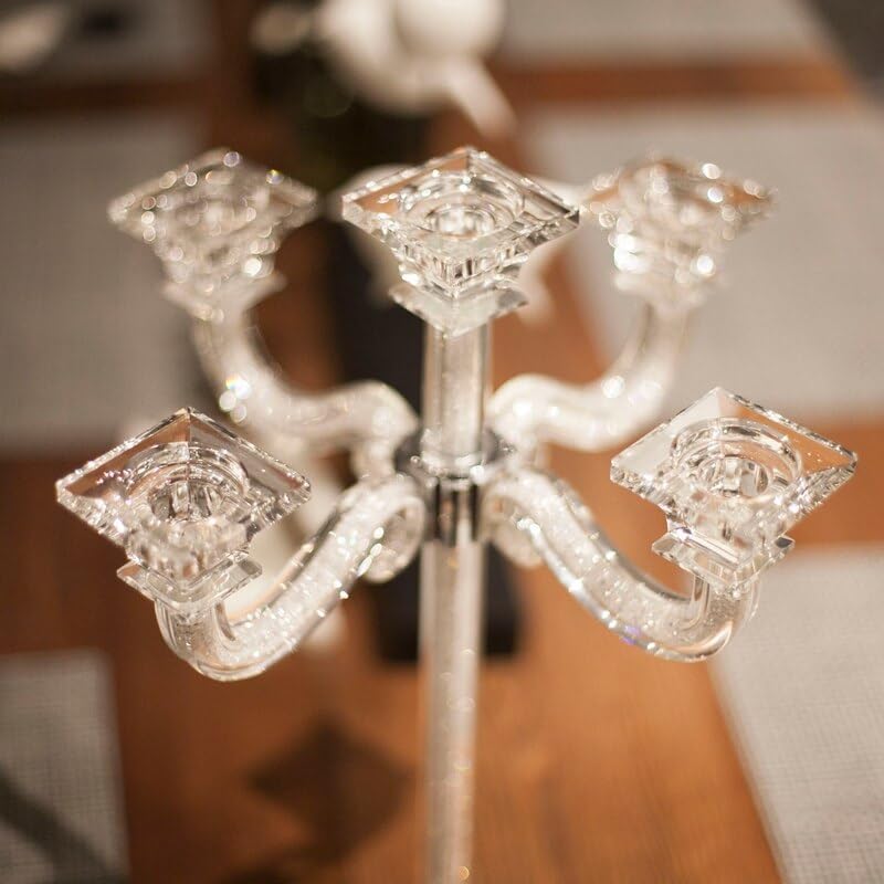 Transparent K9 Crystal Glass Candle Holder 5-arms Candle Stand 42.5cm Tall Wedding Event Candelabra Candle Stick Home Decor