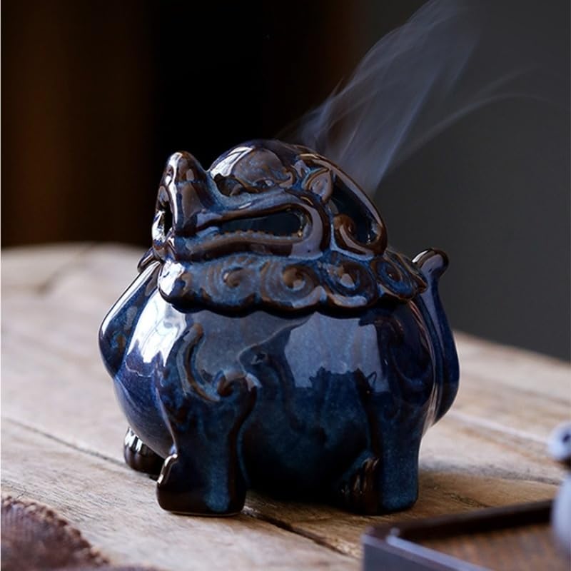 Quemador de Incienso de reflujo, Quemador de Incienso de cerámica Antiguo, Quemador de Incienso de Madera de agar para Mesa de té de Interior, Quemador de aromaterapia, Adornos Zen