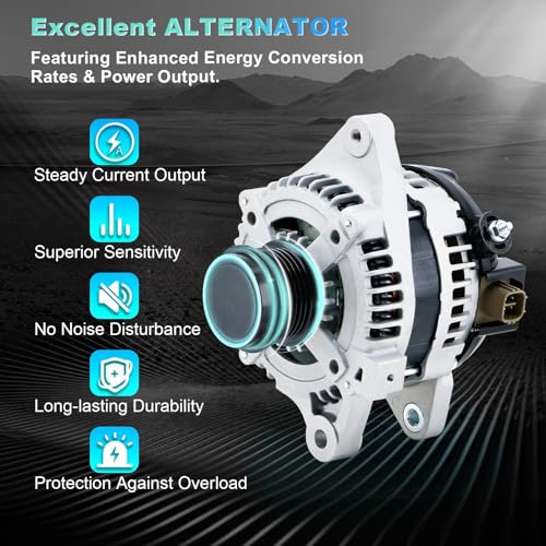 Image of BDELI Alternator New Fit for 1.8L L4 2009-2011 Toyota Corolla Matrix, 2009-2010 Pontiac Vibe, Base CE LE S, 6-Groove Clutch Pulley, 100 Amp 12V: 11385N, 12897, 270600T040, AL3370X, High Output