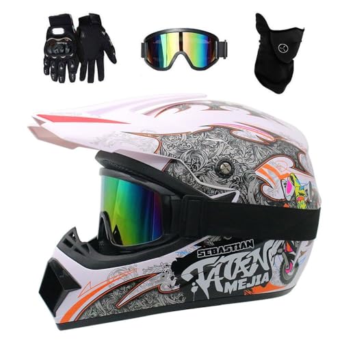 Casque motocross enfant bleu avec accessoires de protection enduro S
