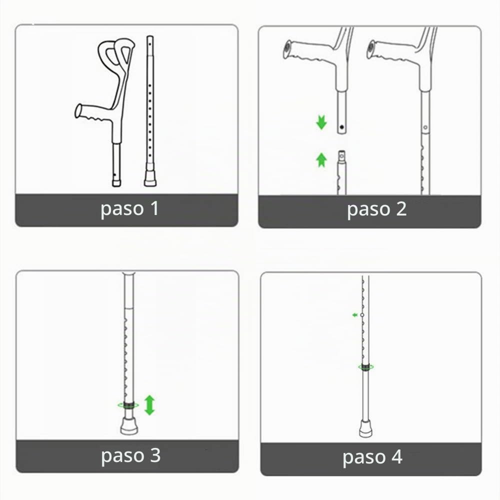 Bastón de Aluminio, Muletas Plegable portátil Apoyo para Antebrazos, Regulable en Altura