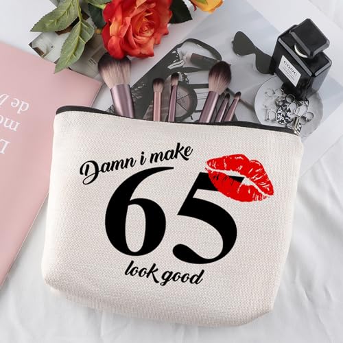 65th Birthday Gift for Women: Travel Makeup Bag - Cosmetic Bag for 65 Year Old Woman Turning 654