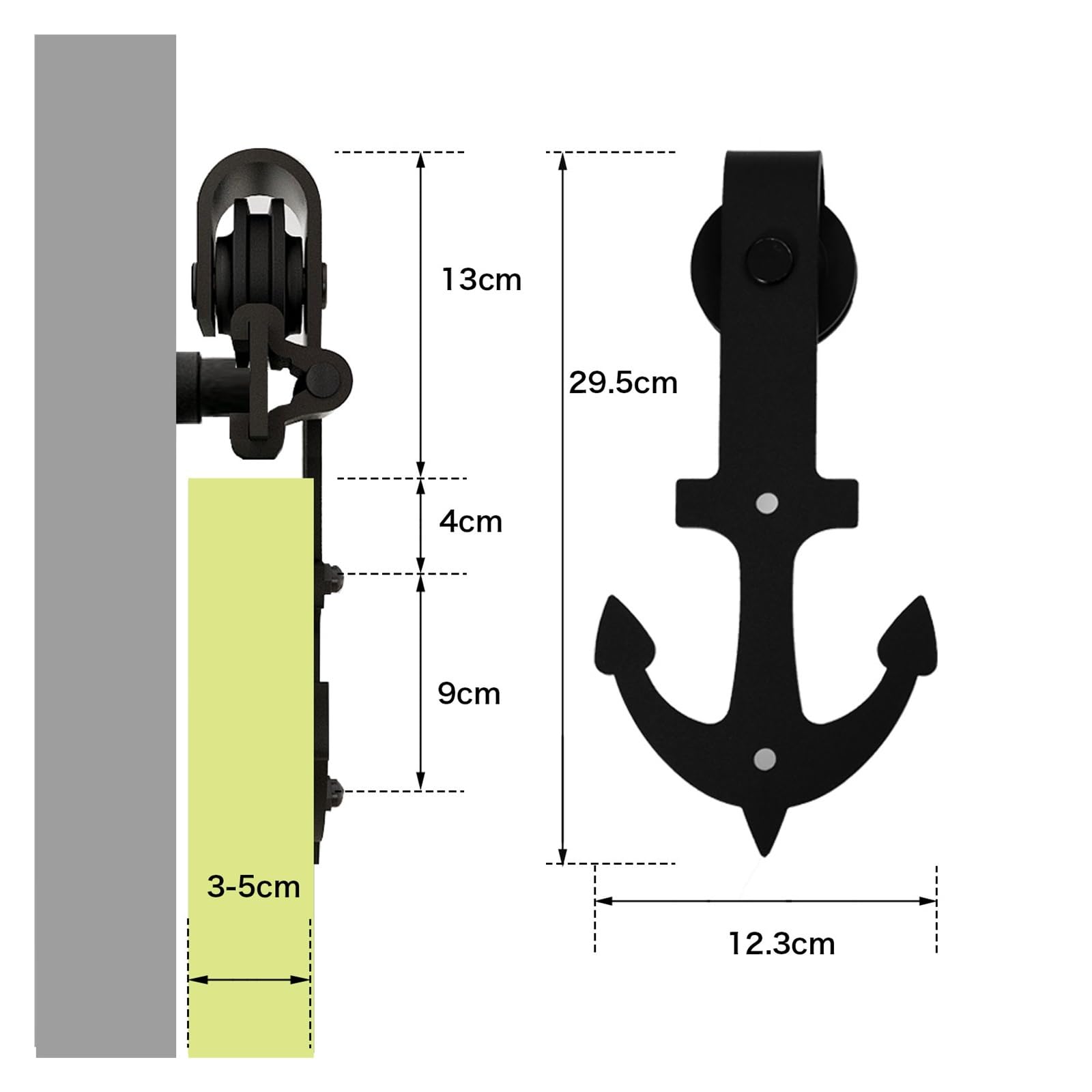 Kit de puerta de granero, Kit de herrajes for puertas corredizas de granero, resistente, suave y silencioso, fácil de instalar, se ajusta a perchas de rodillos de anclaje for panel de puerta doble, co