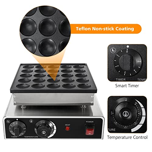 Moongiantgo Mini Dutch Pancake Maker – 25 Pancake Baker Machine, Electric Non-Stick | 110V For Home, Cafe, Restaurant - View #5