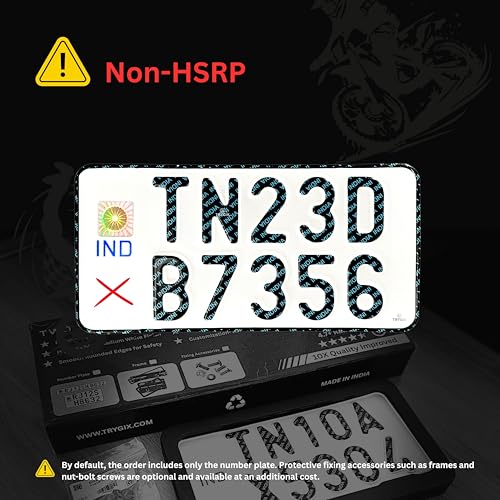 Image of TRYGIX Bike Back Number Plate only, Non-HSRP, Serial Number Not Included, Radium White. (Bike Single Plate Only)