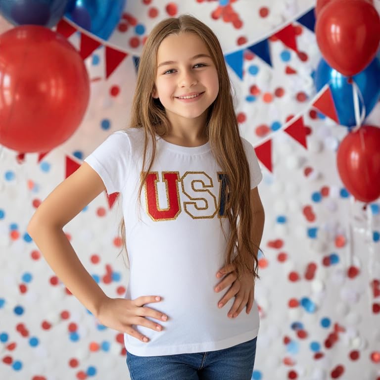 Image of 4th of July Shirts for Girls Patriotic American Flag Kids Clothing