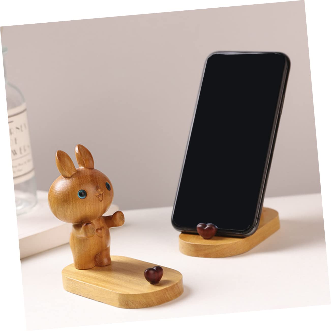 Housoutil 3 Pezzi Adorabile Supporto Per Telefono Cellulare in Legno Supporto Da Scrivania Per Comodo Uso Letto Divano