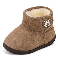 LACOFIA Baby Boys Girls Winter Warm Boots Toddler Snow Booties Kids Winter Shoes with Non-Slip Rubber Sole Khaki 4