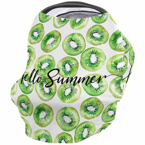 Nursing Cover for Breastfeeding Scarf, Hello Summer Green Plant Baby Car Covers Super Soft Multi Use for Canopy Shopping Cart Cover Blanket Stroller Cover